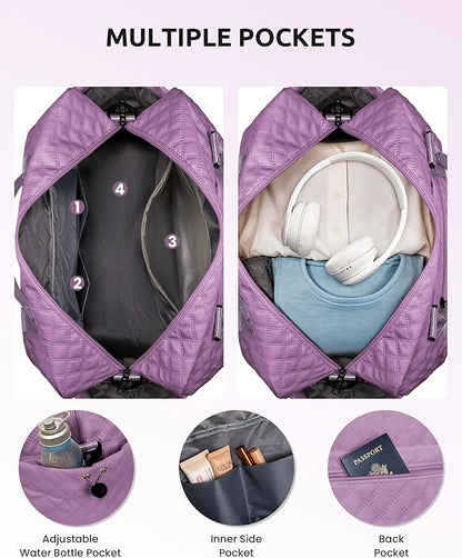 Personalized Teen Duffle Bag with Shoe Compartment, Weekender Overnight Travel Bag, Monogram Letter Bag with Makeup Bag, Birthday Gift