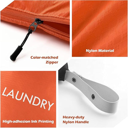 WiseBoy 2 Pack Laundry Bags, Washable Wet Dry Bag, Travel Laundry Bag Dirty Clothes Organizer, Swimming Yoga Bathing Suit Workout Wet Dry Bag - Orange