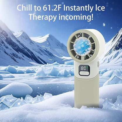 Portable Handheld Turbo Fan, USB Rechargeable Personal Mini Fan, LED Display, 5 Speed, 10H Cooling Time, Foldable Design, Powerful Turbo Small Pocket Fans for Travel, Outdoor, Office, Beach