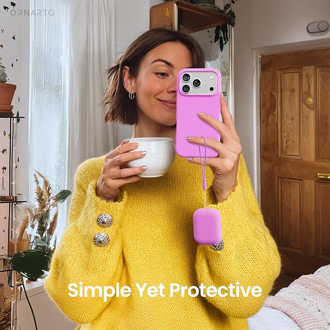 ORNARTO Compatible with AirPods Pro 3 Case 2025, Full Protective Hybrid Silicone for AirPods Pro 3rd Generation Case, Front LED Visible Skin Cover-Cherry Blossom