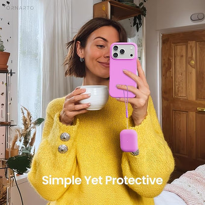 ORNARTO Compatible with AirPods Pro 3 Case 2025, Full Protective Hybrid Silicone for AirPods Pro 3rd Generation Case, Front LED Visible Skin Cover-Cherry Blossom