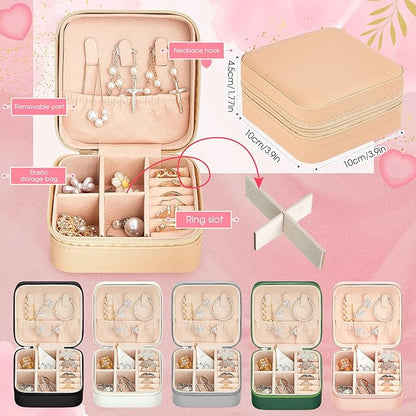 Taiyin 6 Pcs Travel Jewelry Case Box Bridesmaid Gifts Bulk Travel Jewelry Cases Boxes Small Jewels Organizers Mini Accessories Ornaments Storage for Women Girls Wedding Gifts (Multicolored)