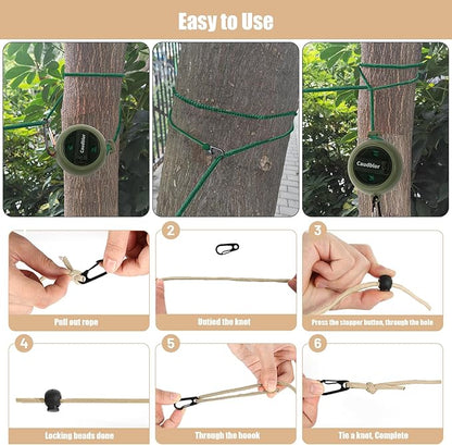 Portable Travel Clothesline Cord, Caudblor Adjustable 33ft Camping Clothes line, Laundry Drying Rope for Hotel Trip, Cruise, Outdoor/Indoor, with 12Pcs Stoppers, Windproof Clothespins