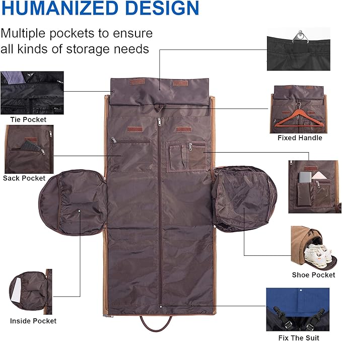 seyfocnia Convertible Travel Garment Bag,Carry on Garment Duffel Bag for Men Women - 2 in 1 Hanging Suitcase Suit Business Travel Bag