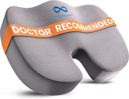 Everlasting Comfort Doctor Recommended Memory Foam Seat Cushion for Office Chairs & Car - Ergonomic Office Desk Accessories - Cushions for Tailbone Pain Relief, Sciatica & Back Support Pillow