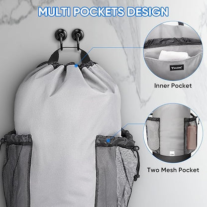 BALEINE 120L Laundry Bag Backpack, 900D Oxford Fabric Large Travel Laundry Bags with Shoulder Straps and 2 Mesh Pockets for College Dorm, Apartment, Laundromat (Gray, 120L)