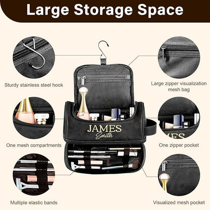 Personalized Leather Toiletry Bag for Men, Gifts for Men, Custom Mens Toiletries Travel Kit, Customize Shaving Bags, Men's Gift Ideas for Christmas, Anniversary, Birthday, Dad, Grandpa, Lover