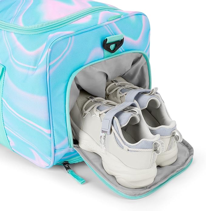 Choco Mocha Girls Teal Suitcase with Wheels Kids Rolling Duffle Bag for Camping Teen Girls Luggage Bag for Travel, 22inch