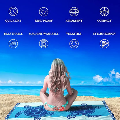 LANE LINEN Turkish Beach Towels Set of 6 – Pre-Washed, Sand-Free, Quick Dry, Lightweight Travel Towels for Women, Soft Bath Beach Towels, 39"x71" – Coastal Bliss