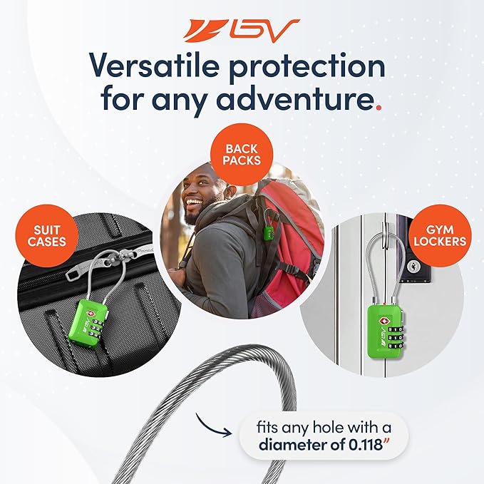 TSA Accepted Luggage Travel Lock, Set-Your-Own Combination Lock for School Gym Locker, Luggage Suitcase Baggage Locks, Filing Cabinets, Toolbox, Case(Green, 4 Pack)