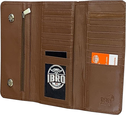 IBRO Long Bifold RFID Blocking Motorcycle Chain Wallet for Men