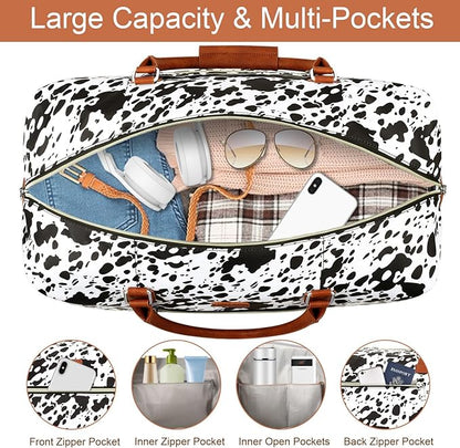 Weekender Bag for Women, Travel Duffel Bag Carry On Overnight Bag with Shoe Compartment Large Nylon Travel Weekend Tote Bag