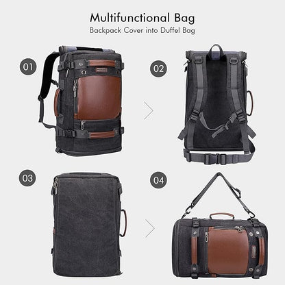 WITZMAN Travel Backpack for Men Women Carry on Luggage Backpack Canvas Rucksack Duffel bag with Shoe Compartment（A2020 black）