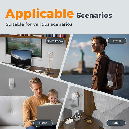 TESSAN UK to US Plug Adapter, UK Adapters for Travel with AC Outlet 3 USB (1 USB C), Type G Power Adapter Ireland London Scotland Kenya Dubai Singapore to Type B USA Travel Adaptor