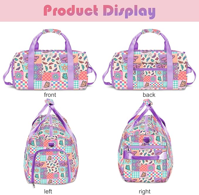 RLGPBON Gym Bag for Kids, Duffel Bag for Girls and Boys Sports, Gyms and Weekend Getaway, Waterproof Dufflebag with Shoe and Wet Clothes Compartment