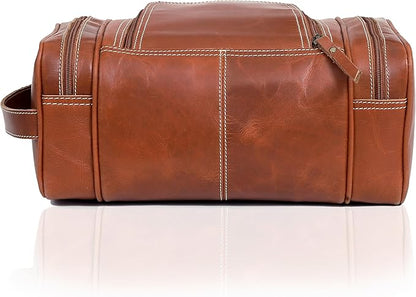 VC VINTAGE COUTURE Leather Toiletry Bag for Men Extra Large Leather Men's Toiletry Bag for Traveling Real Leather Dopp Kit for Men Leather Shaving Bag for Travel