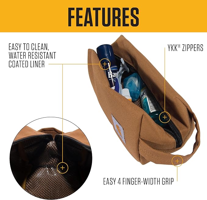 Carhartt Durable Travel Kit, Organize Essentials W/the Water Resistance Free Toiletry Bag