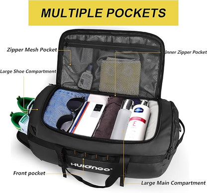 40L/60L/90L Large Waterproof Duffle Bag Backpack for Men, Mens Duffel Backpack Bags for Traveling, Heavy Duty (Black, 90l)