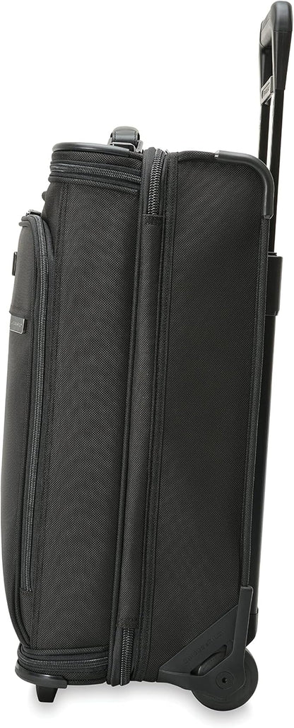 Briggs & Riley 22" Carry-On 2-Wheel Garment Bag - Carry On Luggage for Travel, Suitcases with Wheels, Softside Rolling Bag for Men & Women, Built in Hook for Clothes - Baseline Collection, Black