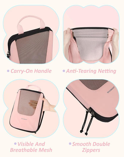 BAGSMART Compression Packing Cubes for Travel, 6 Set/5 Set/4 Set, Compression Suitcase Organizer Bags Set for Suitcases Travel Essentials, Lightweight Packing Organizers