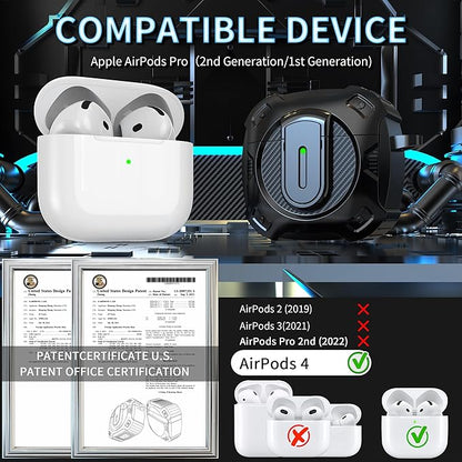 RFUNGUANGO for AirPods 4th Generation Case, 2024 New Space Theme Case. Compatible with AirPods 4th Generation, with Locking Feature, Military Grade Drop Protection, Works with MagSafe.[Black]