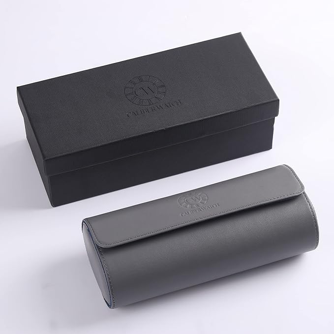 Genuine Napa Leather Watch Roll Travel Case for 3 Watches - Travel Watch Rolls and Leather Watch Display Cases with Velvet Interior - Watch Storage Organizer Men's