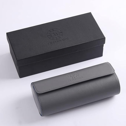 Genuine Napa Leather Watch Roll Travel Case for 3 Watches - Travel Watch Rolls and Leather Watch Display Cases with Velvet Interior - Watch Storage Organizer Men's