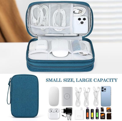 FYY Electronic Organizer, Large Travel Cable Organizer Bag Pouch Electronic Accessories Carry Case Portable Waterproof Double Layers All-in-One Storage Bag for Cable, Cord, Charger, Phone, Dark Green