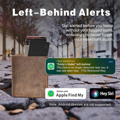 Eelexa Wallet Tracker Card (iOS Only), Compatible with Apple Find My Device, Rechargeable Tracking Card Luggage Tracker for Passports, Laptop, IP68 Waterproof