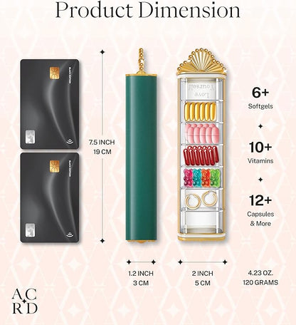 Premium Weekly Pill Organizer, 7-Day Compact Pill Case for Purse, Lightweight Gold Aluminum Pill Box for Vitamins, Medicine, Supplements, Luxury Wellness Gift