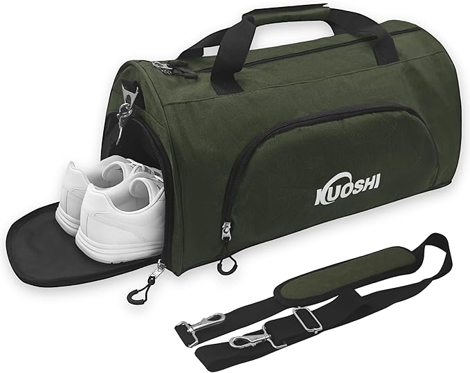 Gym Bag for Men & Women with Shoe Compartment & Wet Pocket, 31L Water Resistant Sports Duffle Bag with Quick-Access Pouch,Multi-Purpose Weekender Overnight Bag