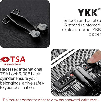 Hanke 20 Inch Carry On Luggage Hard Shell Suitcases with Wheels Luggage Suitcase Travel Luggage for Women Men Rolling Luggage Bags for Business Trip Weekender-Black