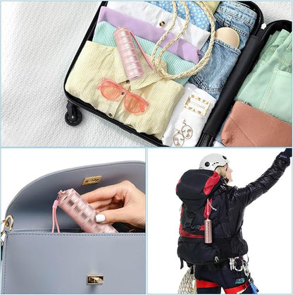 Travel Pill Organizer 7 Day - Waterproof Metal Weekly Pill Box Daily Pill Case with 7 Compartments, Pill Container for Vitamin Medicine Supplements Fish Oil, Pink Daily Pill Organizer