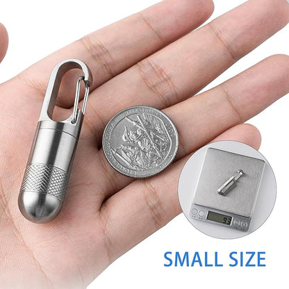 TISUR Small Titanium Pill Case, Keychain Pill Holder Travel Pill Box Container,Portable Pill Organizer Waterproof Metal Case Bottle (Gray Titanium Small - 1.06 inch)