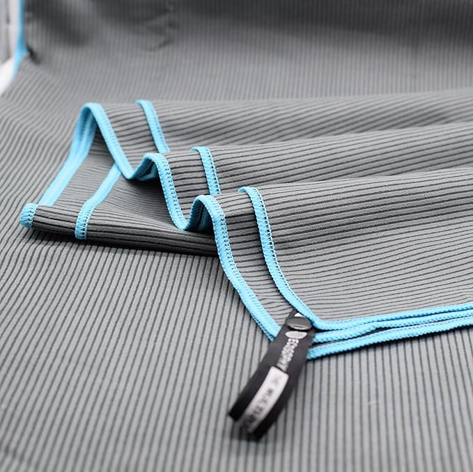 ECCOSOPHY Microfiber Beach Towel – Quick Dry Gym Towel, Highly Absorbent with Ribbed Texture, Lightweight – Ideal for Travel, Pool, Yoga, Fitness & Outdoor Adventures – 60x30 Charcoal