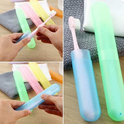 Boao 20 Pieces Travel Toothbrush Case Holder, Portable Toothbrush Storage, Classroom Pencil Case for Kids, 7 Assort Color Toothpaste Cover Protector for Travel Use