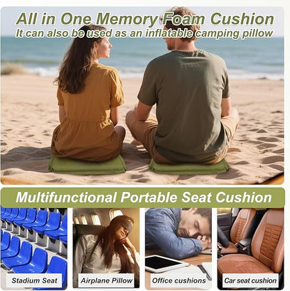MYDAYS Inflatable Seat Cushion, Portable Stadium Seat Pad, Lightweight Chair Pad for Outdoor, Airplane, Travel, Stadium, Camping & Car