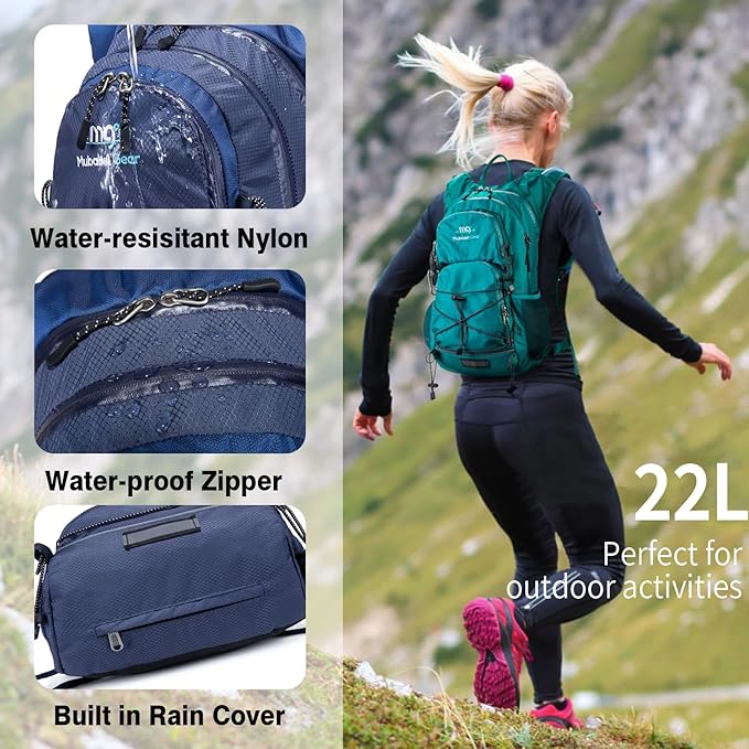 Insulated Hydration Backpack Pack with 2L Water Bladder Lightweight 22L Hiking Backpack Bag for Women Men Daypack for Hiking Running Festival Camping Biking