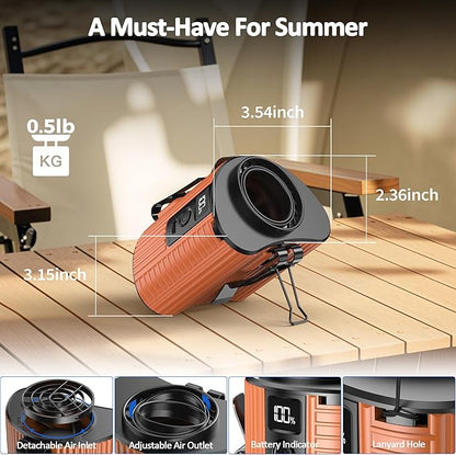 Portable Mini Waist Fan, Personal Waist Clip On With Max 20H Working Time, 5 Speeds 11000RPM Strong Airflow, Rechargeable Hands-free Wearable Belt Fan for Outdoor Jobsite Camping Traveling Fishing