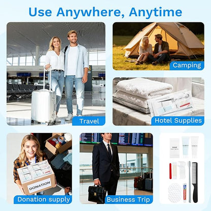 Hygiene Kits and Bulk Convenience Kits Feature Double-Sealed Individual Packaging. Personal Hygiene Kits are Suitable for Hotels, Camping, Home Use, and Travel (50-Pack)