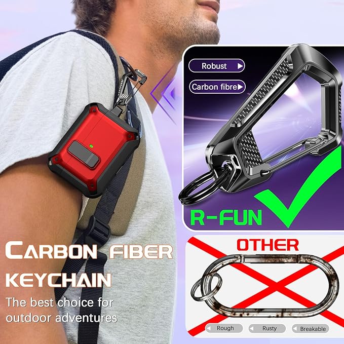 R-fun for AirPods Pro 3 Case (2025) Cover with Cleaning Kit, Military-Grade Heavy-Duty Drop-Resistant with Auto Pop-Up Lid for AirPods Pro 3rd Generation 2025 USB-C Charging Case, Red