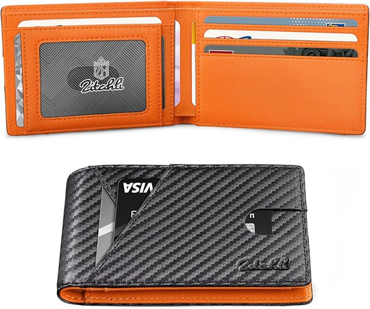 Zitahli Wallet for Men Slim 11 Credit Card Holder RFID Blocking Small Men's Wallet Bifold Minimalist Front Pocket With Mens Gifts Box
