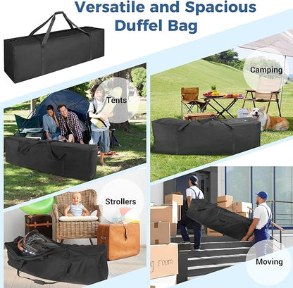 COOLBEBE 52" Sports Duffle Bag - 160L Extra Large Travel Duffel Luggage Bag with Upgrade 2-way Lockable Zippers, Sturdy & Water Resistant Long Duffle Bag for Camping Moving (Black 52inch 2Pack)