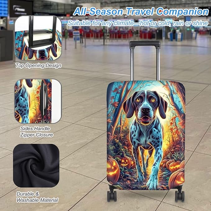 Luggage Cover Protector for 26-28 Inch Suitcases, TSA Approved Elastic Travel Suitcase Covers, Anti-Scratch Washable Luggage Sleeve for Carry On & Checked Bags, Shorthaired Pointer