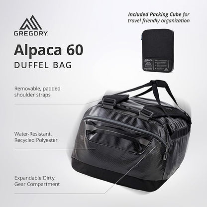 Gregory Alpaca 60L Water-Resistant Adventure Travel/Gear Organization Duffel Bag with Packing Cube Included, Fir Green