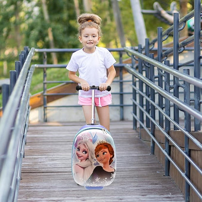 Disney Frozen Princess Suitcase Scooter for Kids - Girls Scooter Luggage with Light Up Wheels, Easy Steer and Foldable Carry On Kick Scooter for Toddler, Boys, Girls, Great Travel Gift Idea