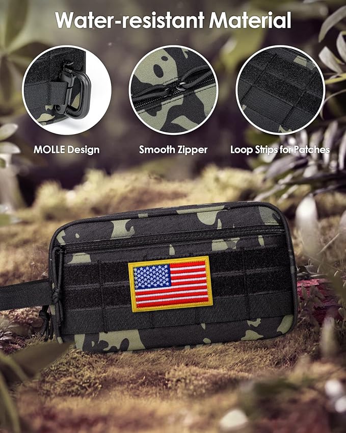 TACTICISM Toiletry Bag for Men - Dry Wet Separate Travel Toiletry Bag, Tactical Molle Dopp Kit for Men with Large Capacity, Water-Resistant Shaving Bag for Adult Women for Travel, Black Camo
