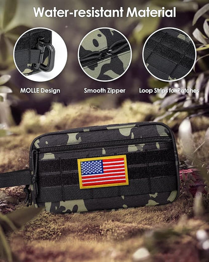 TACTICISM Toiletry Bag for Men - Dry Wet Separate Travel Toiletry Bag, Tactical Molle Dopp Kit for Men with Large Capacity, Water-Resistant Shaving Bag for Adult Women for Travel, Black Camo