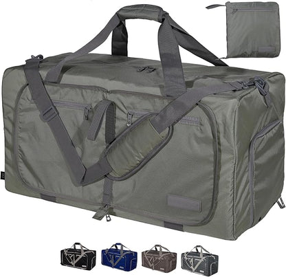 LEGEND 80L Foldable Duffle Bag for Travel - Packable Duffle Bags w/Shoe Compartment - Tear Resistant Collapsible Duffel Bags for Traveling - Lightweight Folding Duffel Bag for Men & Women -Army Green
