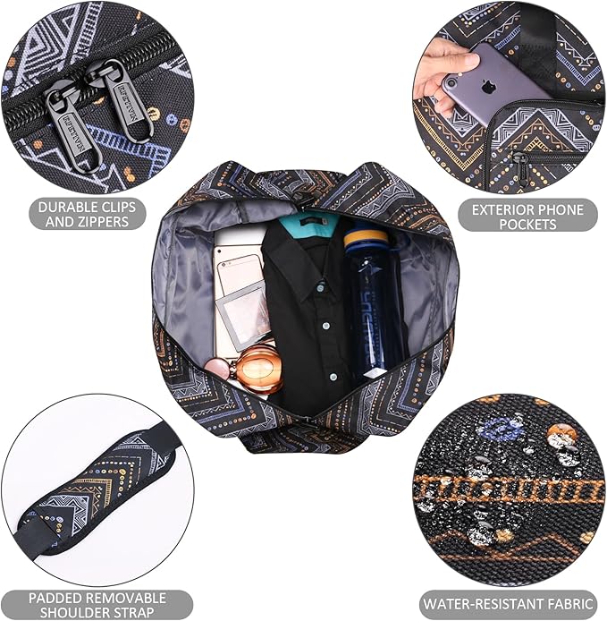 F.FETIVIN Weekender Bag Carry On Travel Duffle Medium Overnight Bag for Women (Wavy Stripes)